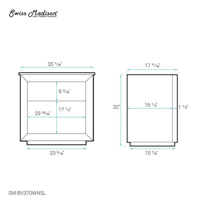 Swiss Madison Rennes 36" Reclaimed Wood Vanity in Walnut with Slate Countertop and Single Hole Vessel Sink - SM-BV370WNSL