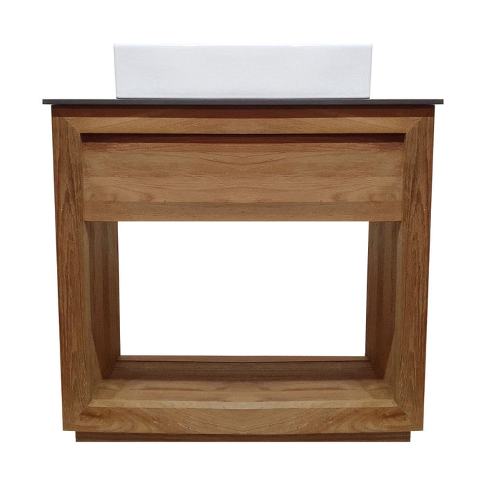 Swiss Madison Rennes 36" Reclaimed Wood Vanity in Walnut with Slate Countertop and Single Hole Vessel Sink - SM-BV370WNSL