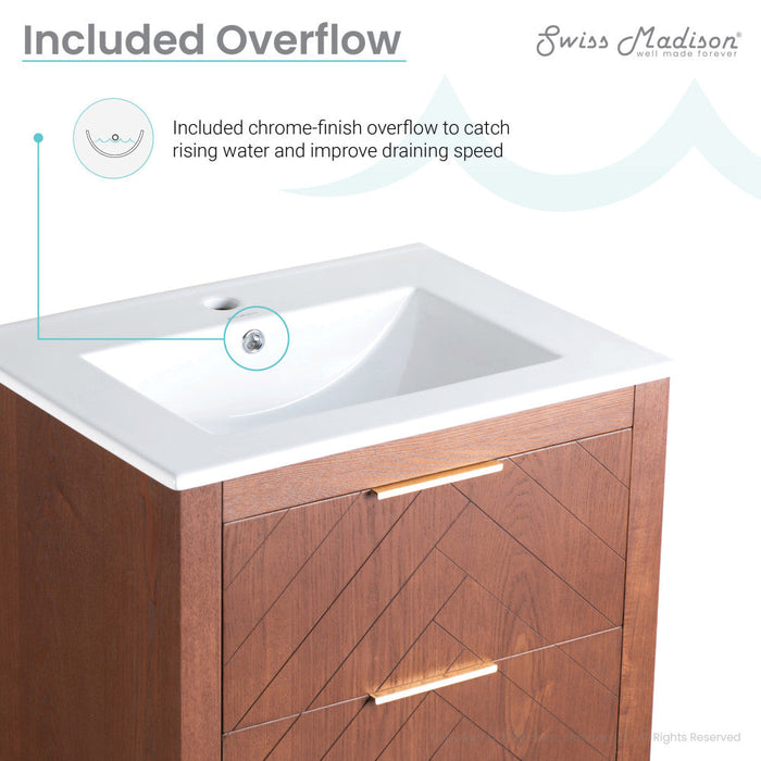 Swiss Madison Daxton 24" Bathroom Vanity in Walnut - SM-BV372WN