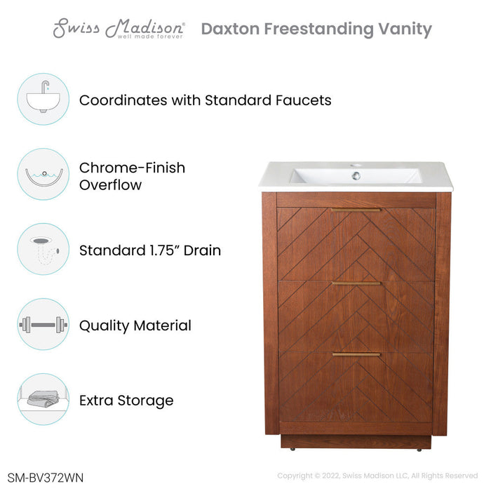 Swiss Madison Daxton 24" Bathroom Vanity in Walnut - SM-BV372WN