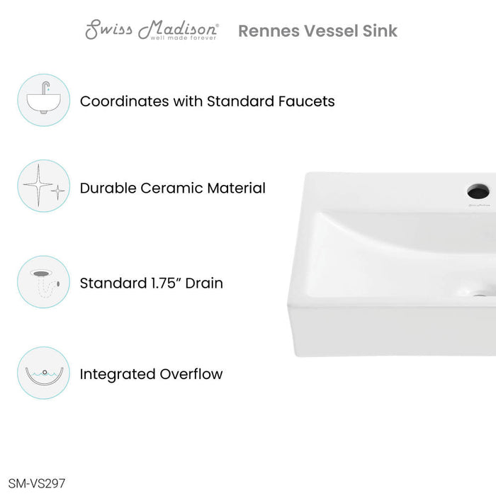 Swiss Madison Rennes Vanity 24" Vessel Sink - SM-VS297