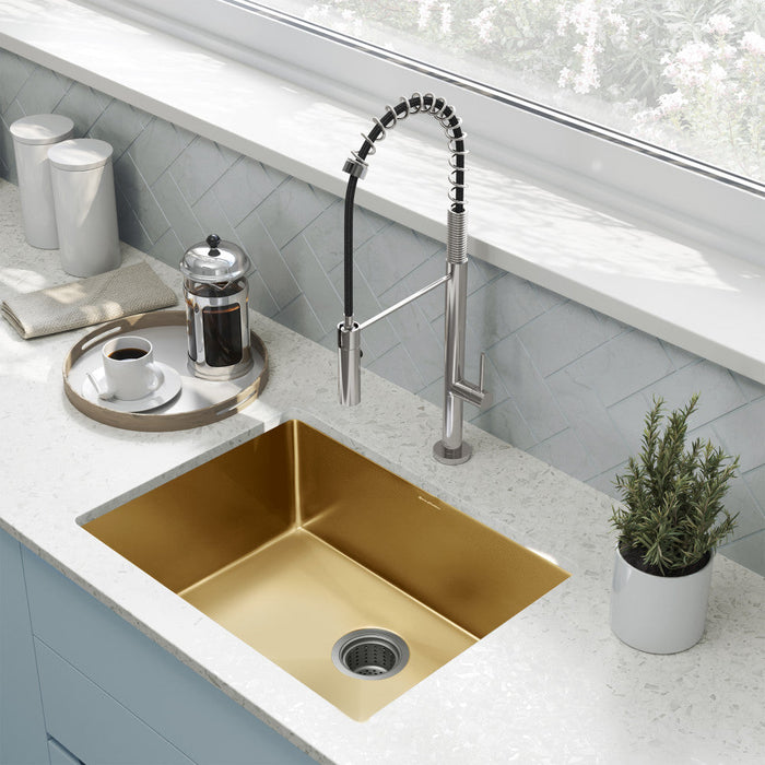 Swiss Madison Rivage 23 x 18 Stainless Steel, Single Basin, Undermount Kitchen Sink, Gold - SM-KU715G