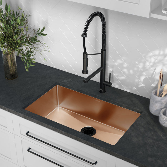 Swiss Madison Rivage 30 x 18 Stainless Steel, Single Basin, Undermount Kitchen Sink, Rose Gold - SM-KU700RG