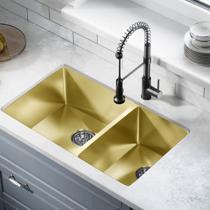 Swiss Madison Rivage 33 x 20 Stainless Steel, Dual Basin, Undermount Kitchen Sink in Gold - SM-KU725G