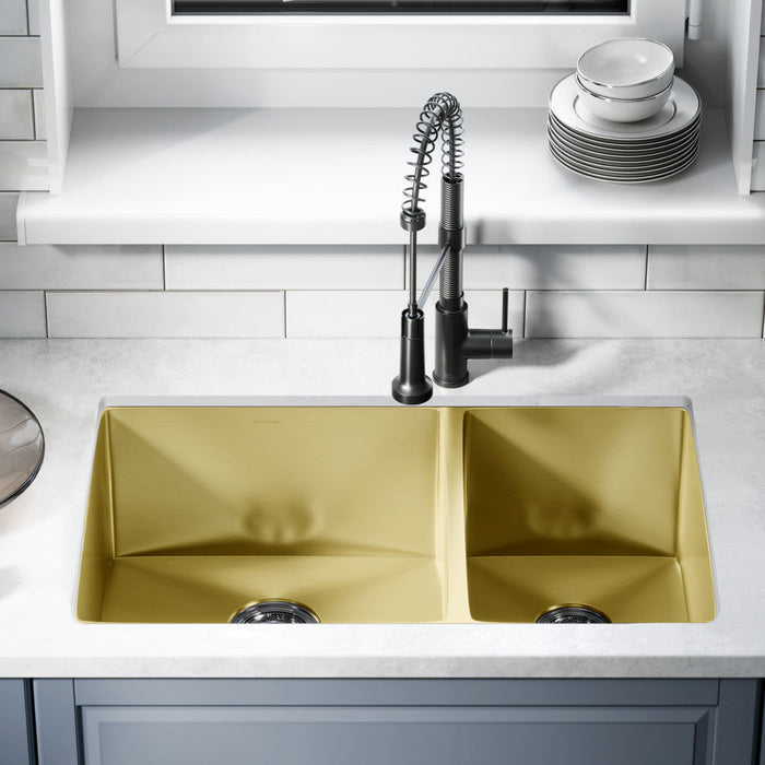 Swiss Madison Rivage 33 x 20 Stainless Steel, Dual Basin, Undermount Kitchen Sink in Gold - SM-KU725G