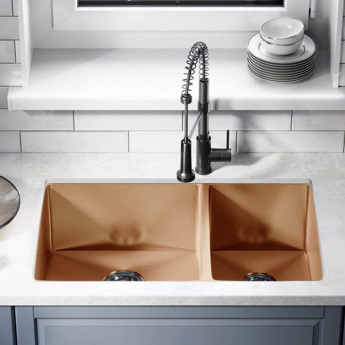 Swiss Madison Rivage 33 x 20 Stainless Steel, Dual Basin, Undermount Kitchen Sink in Rose Gold - SM-KU725RG