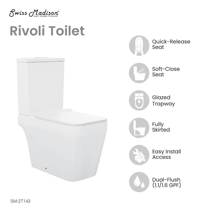 Swiss Madison Rivoli Two-Piece Square Toilet Dual-Flush 1.1/1.6 gpf - SM-2T143