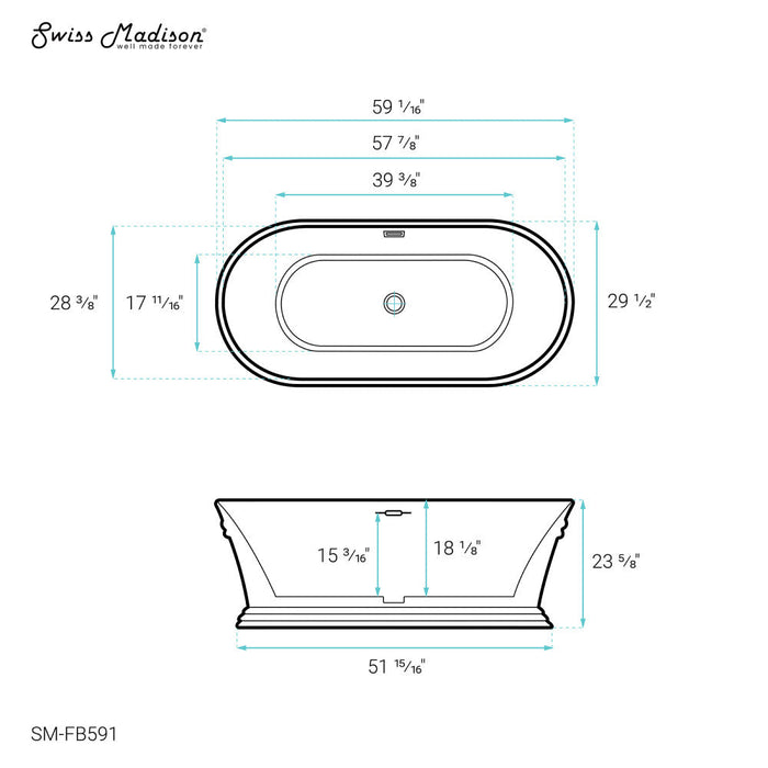 Swiss Madison Santorini 60" Freestanding Tub - SM-FB591