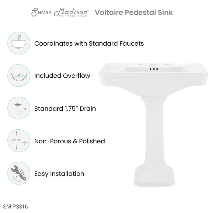 Swiss Madison Voltaire Two-Piece Pedestal Sink - SM-PS316