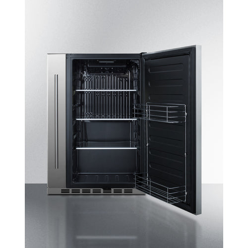 Summit Shallow Depth 24" Wide Built-In All-Refrigerator With Slide-Out Storage Compartment FF19524