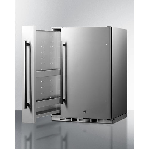 Summit Shallow Depth 24" Wide Built-In All-Refrigerator With Slide-Out Storage Compartment FF19524