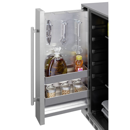 Summit Shallow Depth 24" Wide Outdoor Built-In All-Refrigerator With Slide-Out Storage Compartment SPR196OS24