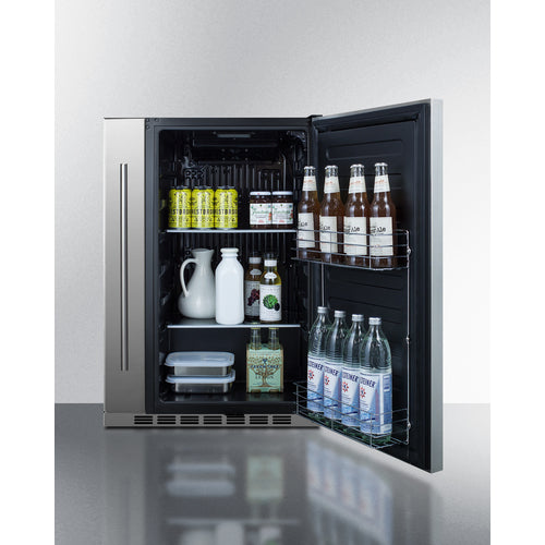 Summit Shallow Depth 24" Wide Outdoor Built-In All-Refrigerator With Slide-Out Storage Compartment SPR196OS24