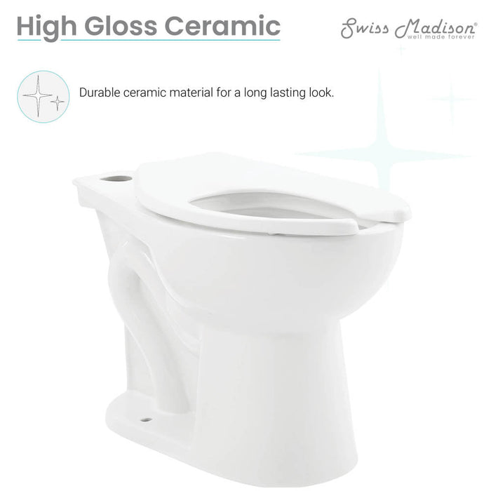 Swiss Madison Sirene Floor-Mounted Comfort Height Commercial Elongated Top Flush Spud Flushometer Toilet Bowl - SM-CT101