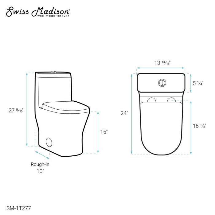 Swiss Madison Sublime II One-Piece Round Toilet, 10" Rough-In 1.1/1.6 gpf - SM-1T277