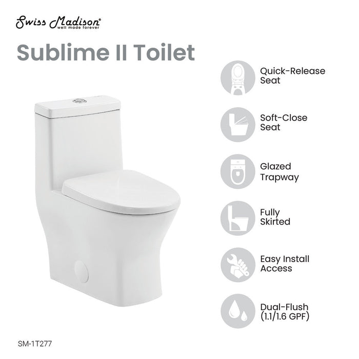 Swiss Madison Sublime II One-Piece Round Toilet, 10" Rough-In 1.1/1.6 gpf - SM-1T277