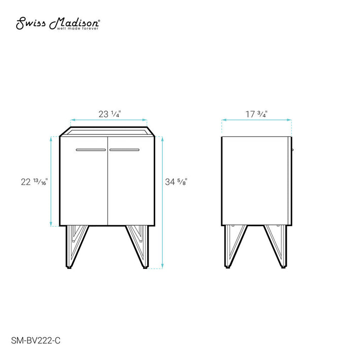 Swiss Madison Annecy 24 Black Walnut Bathroom Vanity Cabinet Only (SM-BV222) - SM-BV222-C