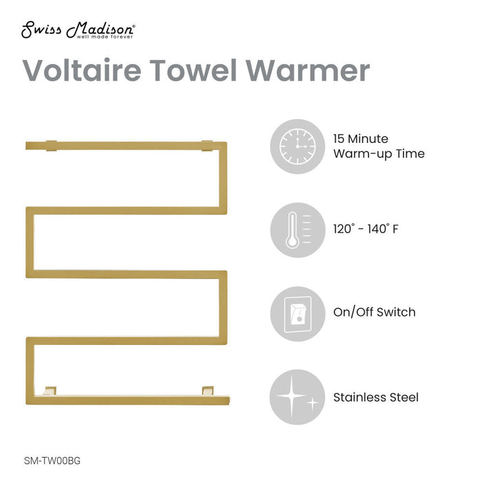 Swiss Madison Voltaire 5-Bar Electric Towel Warmer in Brushed Gold - SM-TW00BG