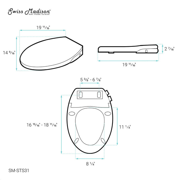 Swiss Madison Aqua Non-Electric Smart Toilet Seat Bidet - SM-STS31