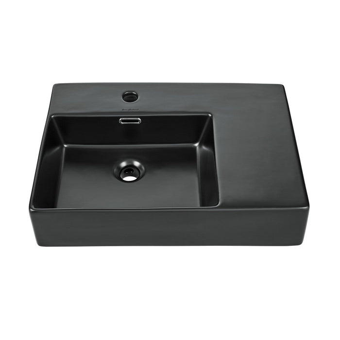 Swiss Madison St. Tropez 24 x 18 Ceramic Wall Hung Sink with Left Side Faucet Mount, Matte Black - SM-WS322MB