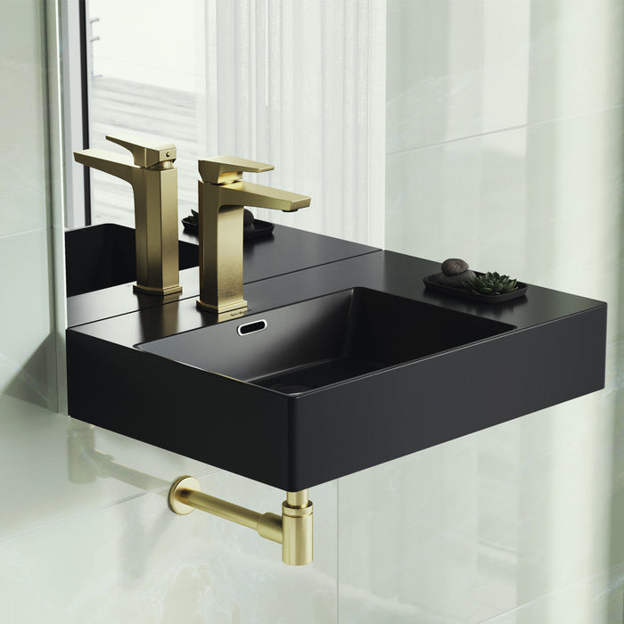 Swiss Madison St. Tropez 24 x 18 Ceramic Wall Hung Sink with Left Side Faucet Mount, Matte Black - SM-WS322MB