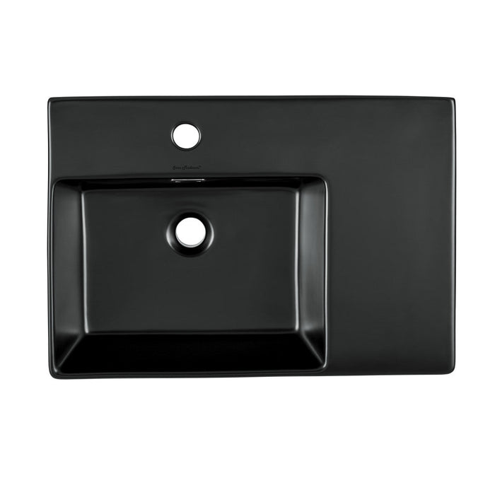 Swiss Madison St. Tropez 24 x 18 Ceramic Wall Hung Sink with Left Side Faucet Mount, Matte Black - SM-WS322MB