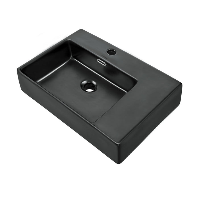 Swiss Madison St. Tropez 24 x 18 Ceramic Wall Hung Sink with Left Side Faucet Mount, Matte Black - SM-WS322MB