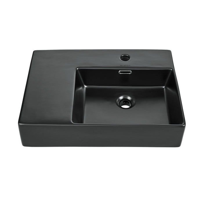 Swiss Madison St. Tropez 24 x 18 Ceramic Wall Hung Sink with Right Side Mount, Matte Black - SM-WS323MB