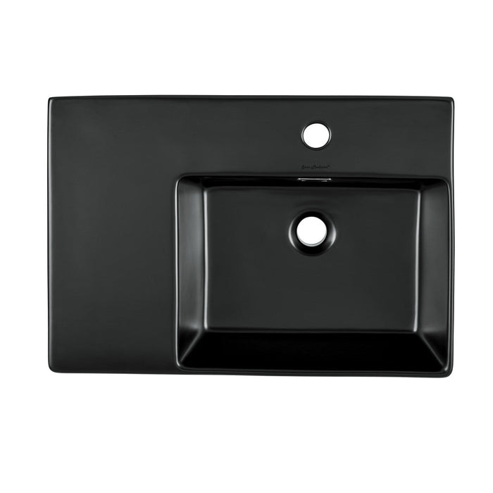 Swiss Madison St. Tropez 24 x 18 Ceramic Wall Hung Sink with Right Side Mount, Matte Black - SM-WS323MB