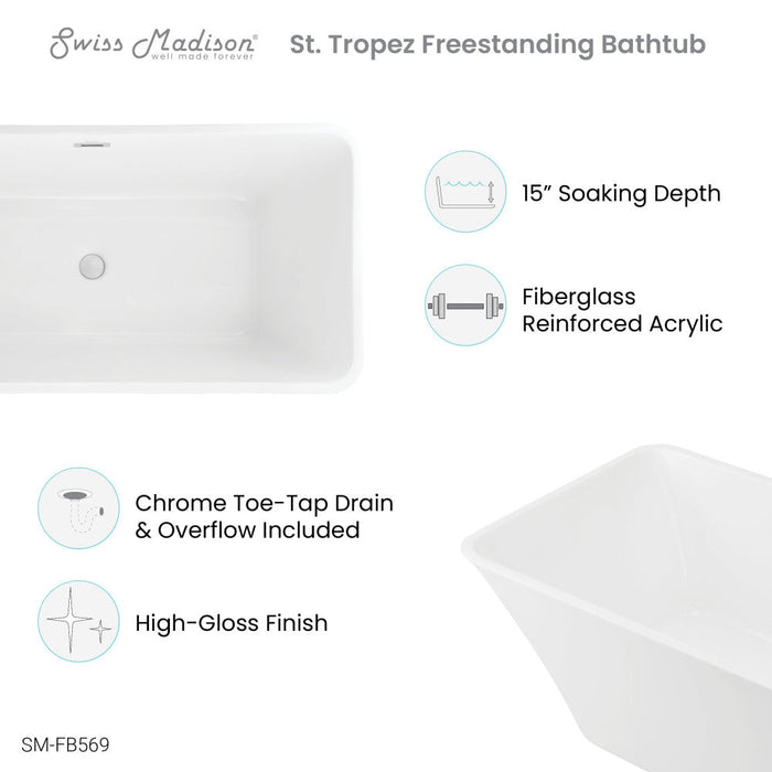 Swiss Madison St. Tropez 60" Freestanding Bathtub - SM-FB569