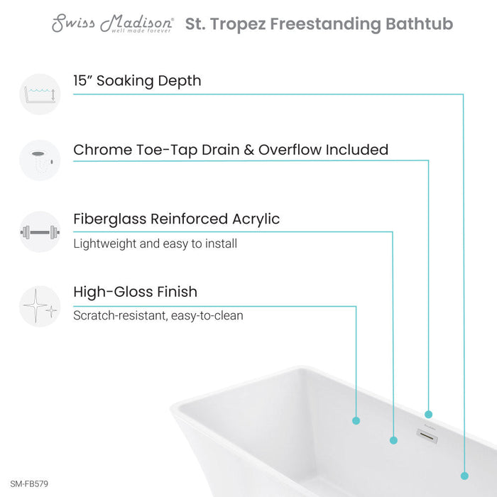 Swiss Madison St. Tropez 67" Freestanding Bathtub - SM-FB579