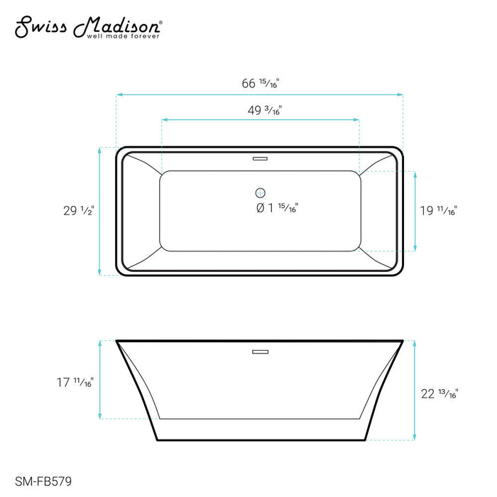 Swiss Madison St. Tropez 67" Freestanding Bathtub - SM-FB579