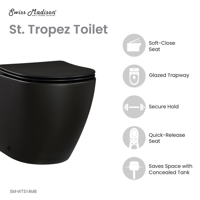 Swiss Madison St. Tropez Back-to-Wall Elongated Toilet Bowl - SM-WT514MB