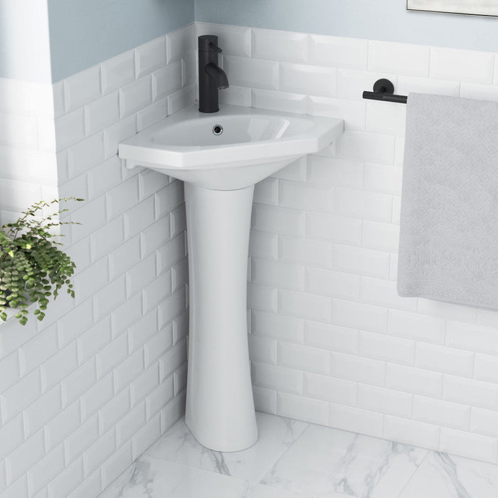 Swiss Madison St.Tropez Corner Two-Piece Pedestal Sink - SM-PS318