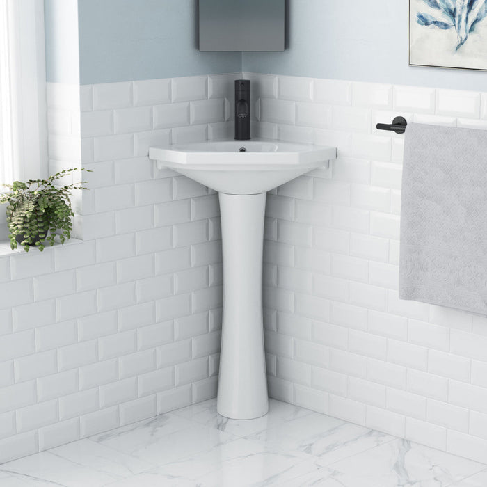 Swiss Madison St.Tropez Corner Two-Piece Pedestal Sink - SM-PS318