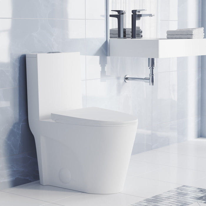 Swiss Madison St. Tropez One-Piece Elongated Toilet Vortex Dual-Flush in Matte White 1.1/1.6 gpf - SM-1T254MW