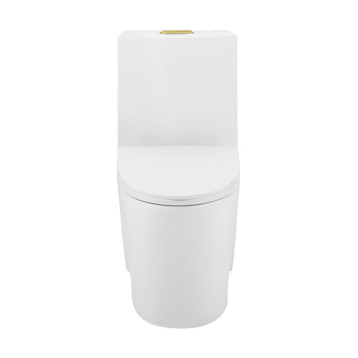 Swiss Madison St. Tropez One Piece Elongated Toilet Dual Vortex Flush, Gold Hardware - SM-1T254HG