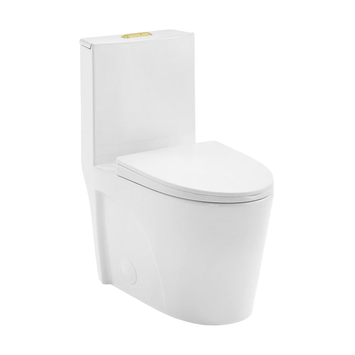 Swiss Madison St. Tropez One Piece Elongated Toilet Dual Vortex Flush, Gold Hardware - SM-1T254HG