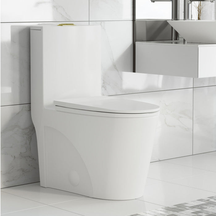 Swiss Madison St. Tropez One Piece Elongated Toilet Dual Vortex Flush, Gold Hardware - SM-1T254HG