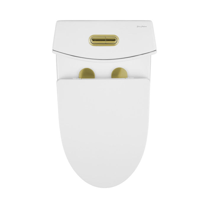 Swiss Madison St. Tropez One Piece Elongated Toilet Dual Vortex Flush, Gold Hardware - SM-1T254HG