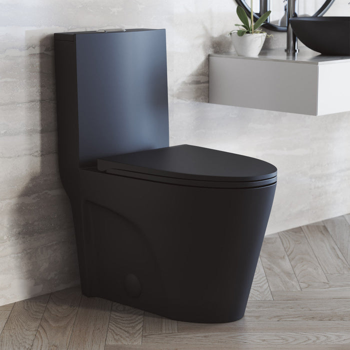 Swiss Madison St. Tropez One-Piece Elongated Toilet Vortex Dual-Flush in Matte Black 1.1/1.6 gpf - SM-1T254MB