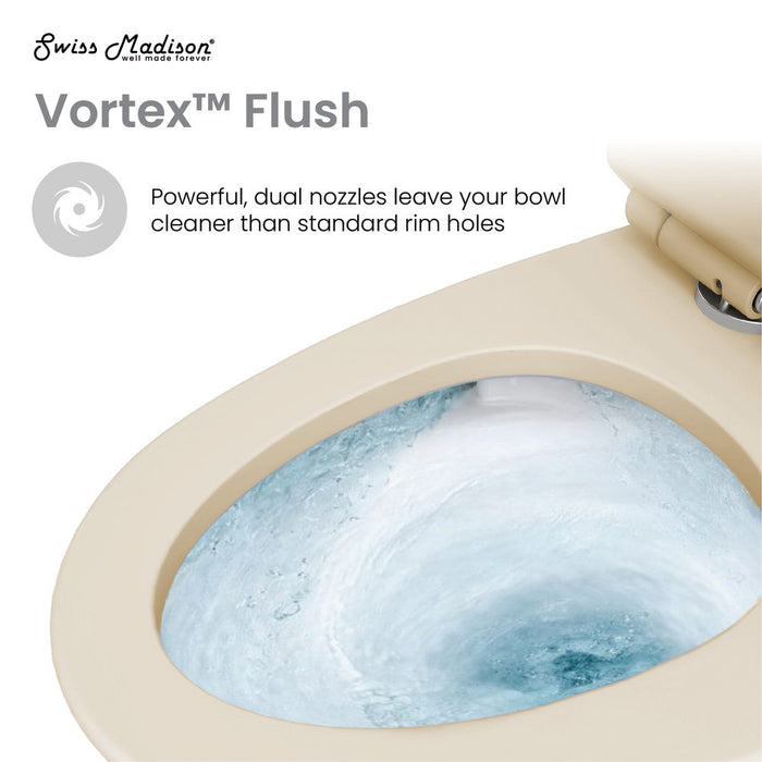 Swiss Madison St. Tropez One Piece Elongated Toilet Dual Vortex Flush 1.1/1.6 gpf in Bisque - SM-1T254BQ