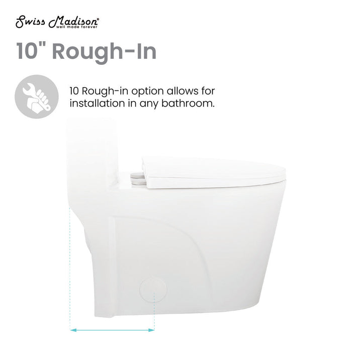 Swiss Madison St. Tropez One Piece Elongated Toilet Dual Vortex Flush 1.1/1.6 gpf with 10" Rough In - SM-1T274