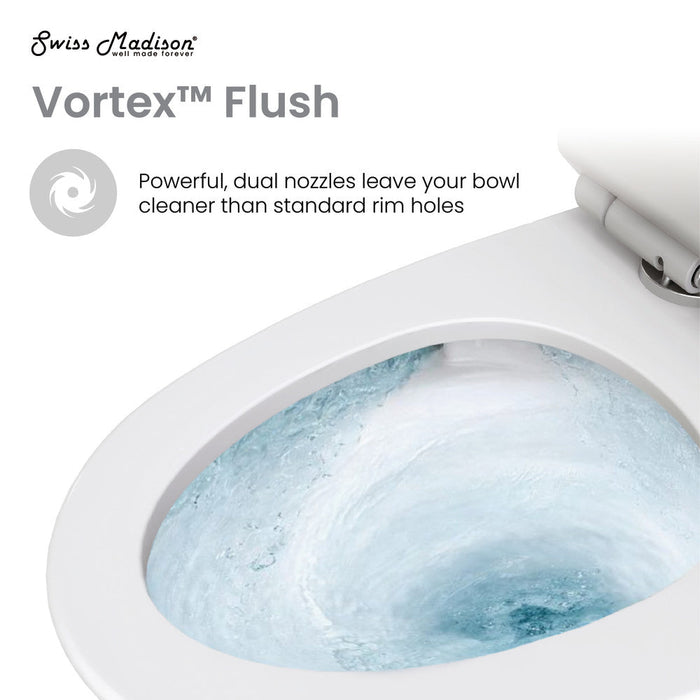 Swiss Madison St. Tropez One Piece Elongated Toilet Dual Vortex Flush 1.1/1.6 gpf with 10" Rough In - SM-1T274