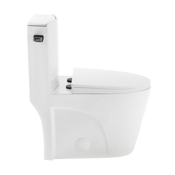 Swiss Madison St. Tropez One Piece Elongated Toilet Side Flush 1.28 gpf with Black Hardware - SM-1T253HB