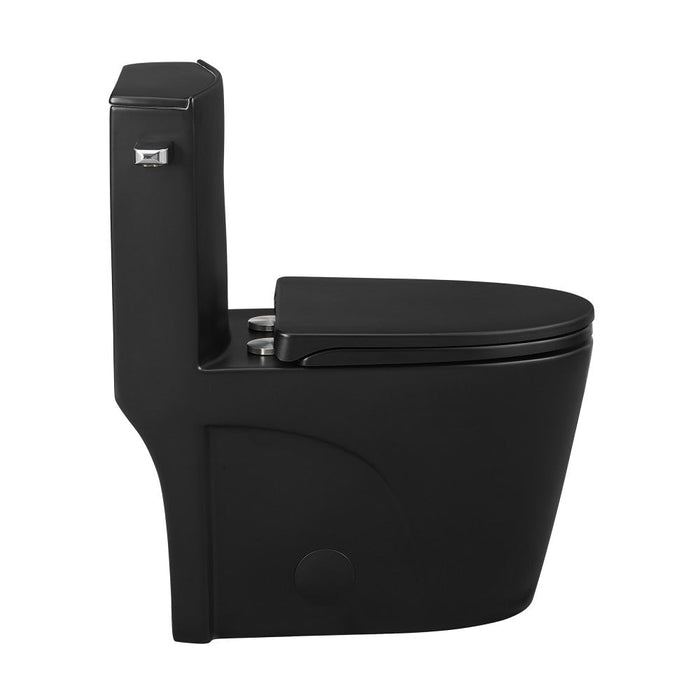 Swiss Madison St. Tropez One-Piece Elongated Toilet Left Side Vortex Flush Handle in Matte Black 1.28 gpf - SM-1T253MB