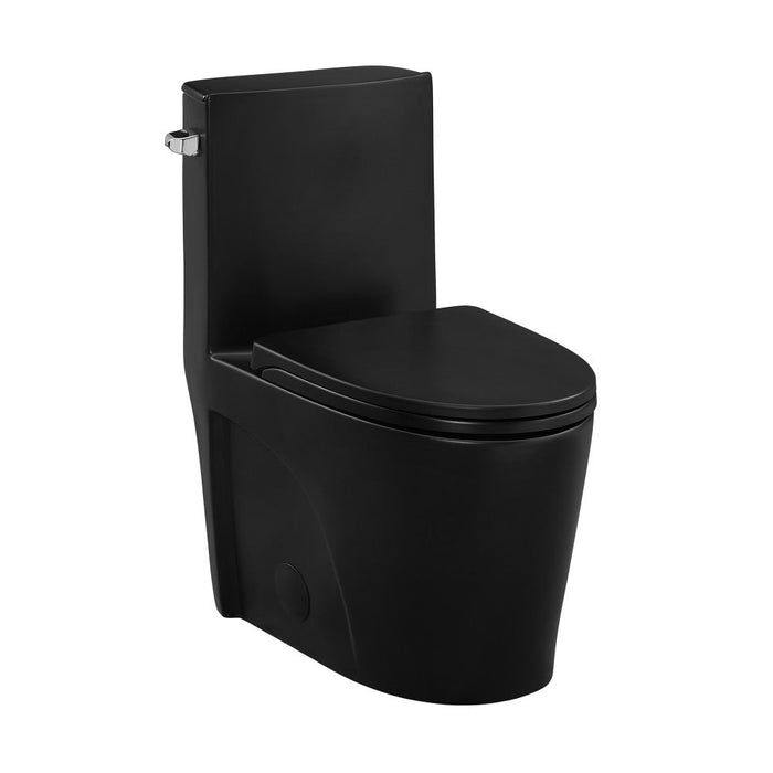 Swiss Madison St. Tropez One-Piece Elongated Toilet Left Side Vortex Flush Handle in Matte Black 1.28 gpf - SM-1T253MB