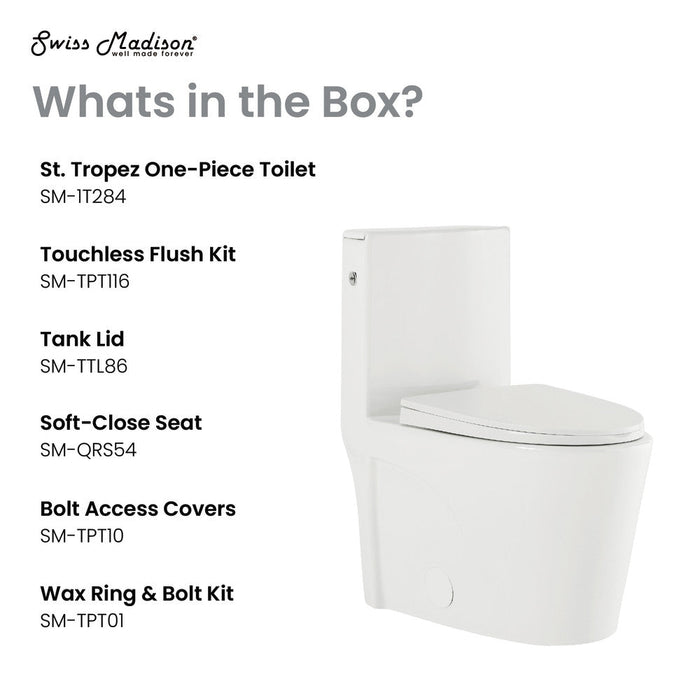 Swiss Madison St. Tropez One-Piece Elongated Toilet, Touchless 1.1/1.6 gpf - SM-1T284