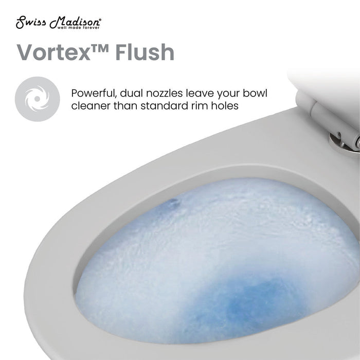 Swiss Madison St. Tropez One-Piece Elongated Toilet Vortex™ Dual-Flush 1.1/1.6 gpf in Matte Grey - SM-1T254MG