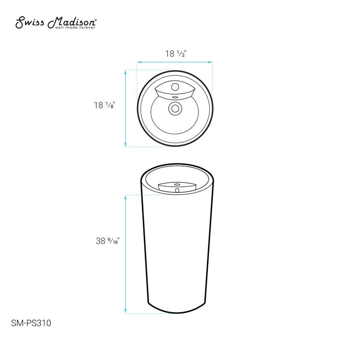 Swiss Madison St. Tropez Circular One Piece Pedestal Sink - SM-PS310
